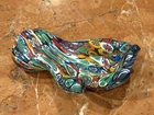 MURANO MILLEFIORI HAND TRINKET GUM DISH PAPERWEIGHT IALY ART GLASS TOSO STYLE EU