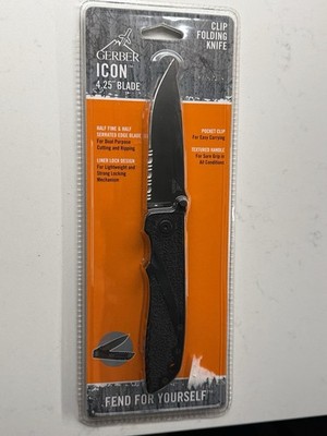 Gerber Icon Large Folding Knife Textured Aluminum Handle. Sealed and Rare