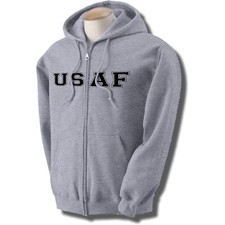 USAF Full-Zip Hooded Sweatshirt in Gray - Adult Small to 3X-Large