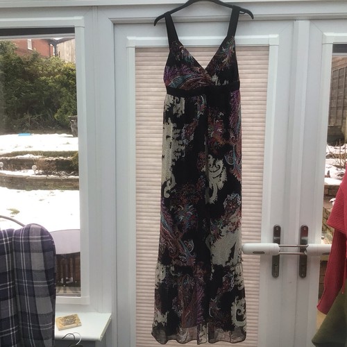 Ladies V Neck Floral Maxi Dress Empire Line Size 12 By Next