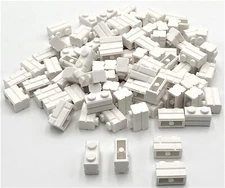 Lego 100 New White Bricks Modified 1 x 2 Stud with Masonry Profile Pieces Parts