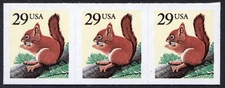 Scott #2489a Squirrel Booklet Strip of 3 Stamps - MNH