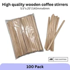 100 Wooden Coffee Stirrers 5.5" 140mm Hot Drinks Supplies