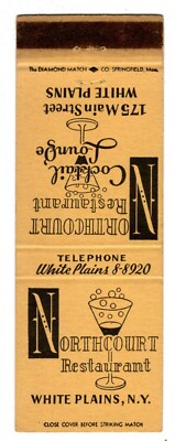 NORTHCOURT RESTAURANT matchcover matchbook - WHITE PLAINS, NEW YORK