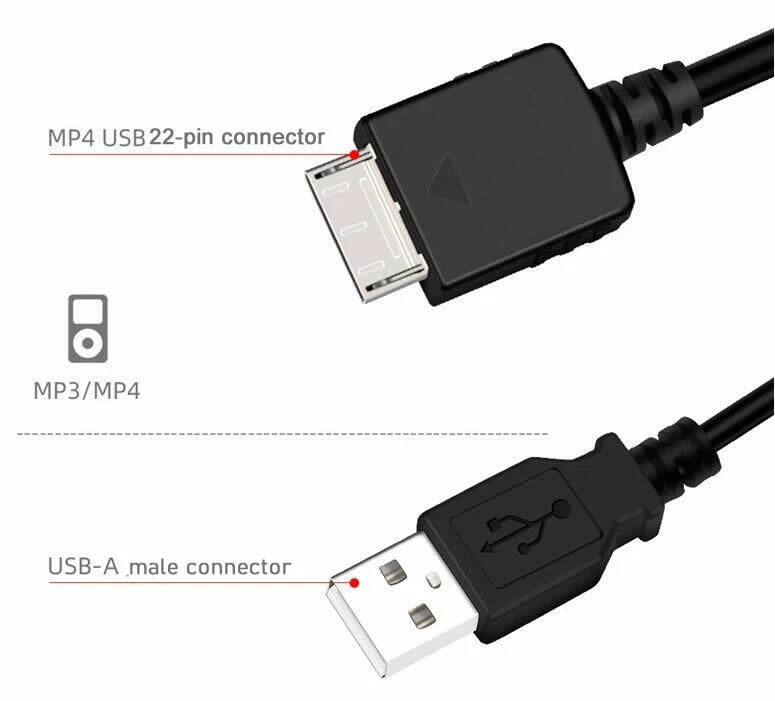 Cable cargador de datos USB cable para reproductor de MP3 MP4 Sony Walkman NW-A916 NW-A918 Foto 2 de 4