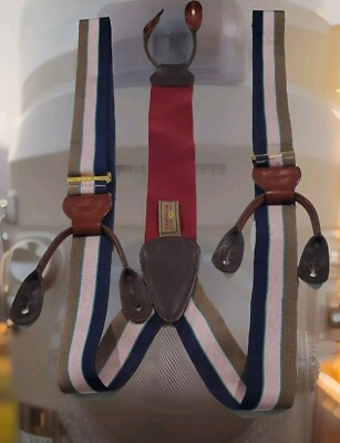 #ad quot;TRAFALGAR Limited Edition Multicolor Silk and Leather Suspenders Bracesquot; $37.00