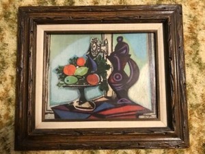 Vintage 1955 Picasso Lithograph Still Life Signed in Plate Framed with Glass