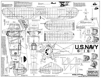 Grumman F3F-1 32 7/8'' Spannweite Freiflug Modellplan mit Teilemustern