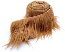 Light Brown Faux Fur Fabric Sold By Ribbon Strips (60 " Wide) Pre Cut Fabric