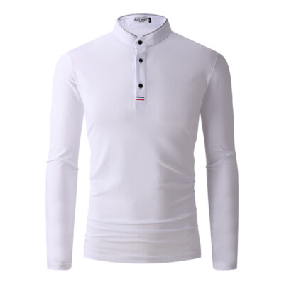 ZONBAILON Business Men's Soft Autumn Travel Polo Shirt Long Sleeve Solid Simple