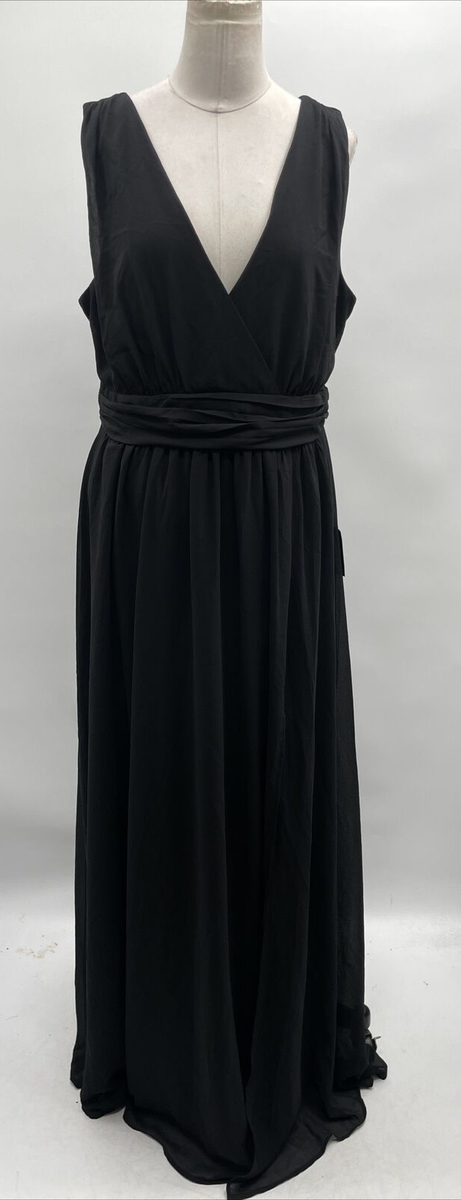 Lulus Women's Sleeveless Ruche A-Line Chiffon Maxi Formal Black Dress Size  XL | eBay
