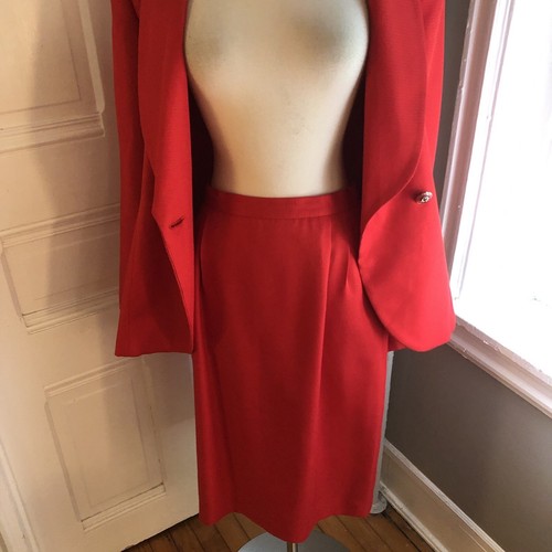 CROSS COUNTRY FASHIONS VINTAGE DOUBLE BREAST RED SKIRT SUIT--NWOT-SIZE10-CLASSIC - 第 6/10 張圖片