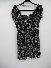 BP Womens Dress Medium Black Floral Smocked Pullover Classic Short Sleeve Boho