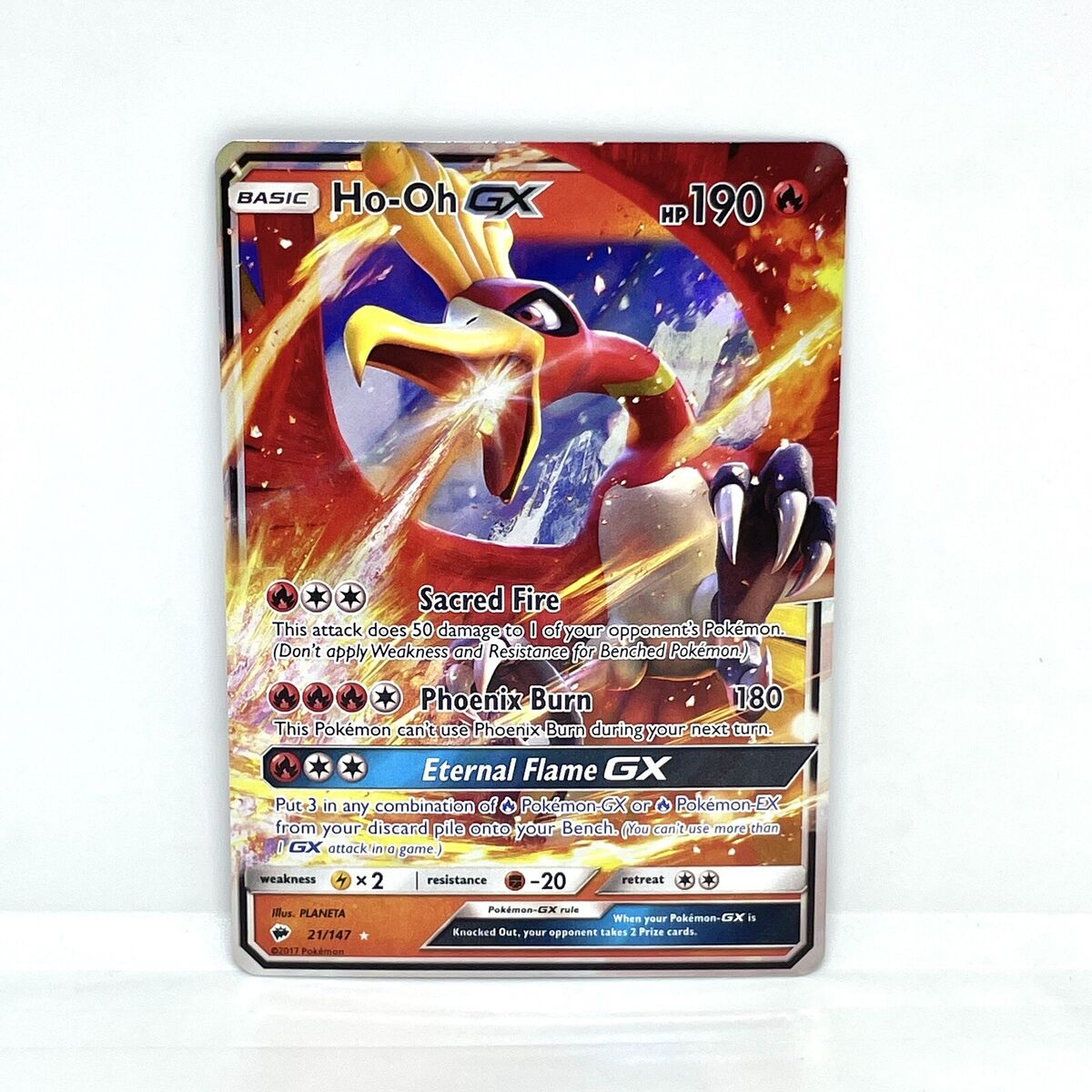 Ho-Oh GX 21/147 Near Mint Ultra Rare Burning Shadows Full Art Pokemon Card  2017