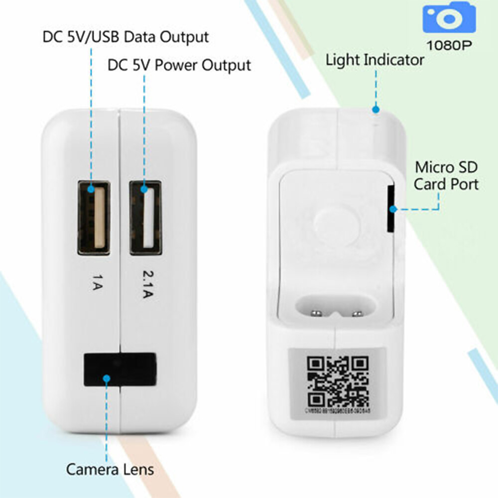 ️ USB Wifi HD1080P Mini Hidden Security Camera Wall Charger Adapter