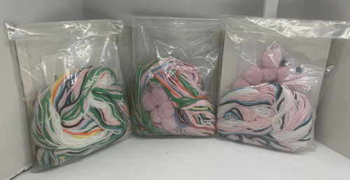 3 PLASTIC CANVAS KITS BUNNY ON PARADE TISSUE COVER, COASTERS, MUGS,CANDLE HOLDER - Picture 2 of 8