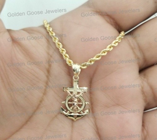 Real 14k Gold Anchor Ship Jesus Cross 
