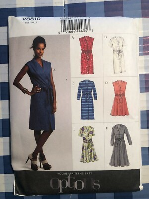 VOGUE Sewing #8810 Dress Belt Petite Side Pockets Buttons Plus Size16-24 