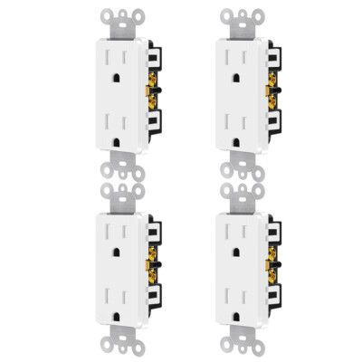 Decorator Receptacle Wall 15A 125V 3-Wire Self-Grounding TR Residential Grade ×4