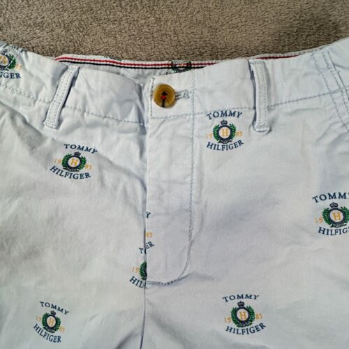 Tommy Hilfiger Women's Size 00 Light Blue All-Over Logo Print Shorts - Picture 3 of 12