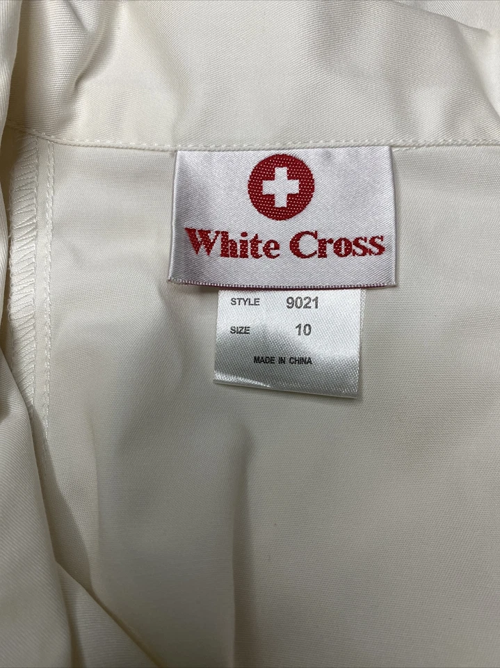 NWT White Cross Scrubs Top Women's Size 10 Collard Long Sleeve - Image 3 of 4