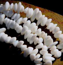 Pebble Beads, Opaque White w/Frosted Matte Sea Glass Finish, 6x9mm, 22 Psc.