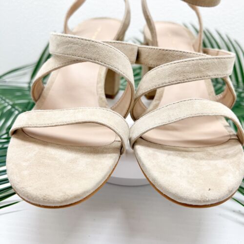 STUART WEITZMAN sandalo beige Ave caviglia 75 scamosciato punta aperta cinturino alla caviglia 8,5B nuovo senza scatola - Foto 3 di 12