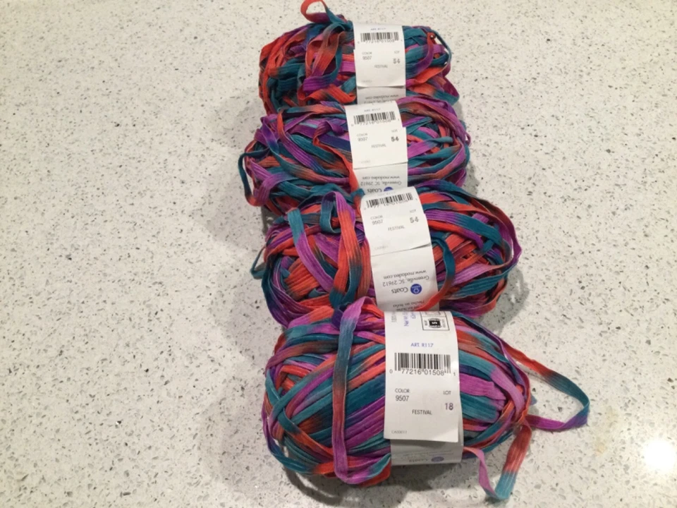 Moda Dea Yarn Ticker Tape Ribbon Yarn Color Festival lot of 4 Italian made - Image 2 of 4