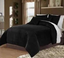 5 Pc Reversible Velvet Duvet Cover Set / Bedding set Home Decor Nice Quality