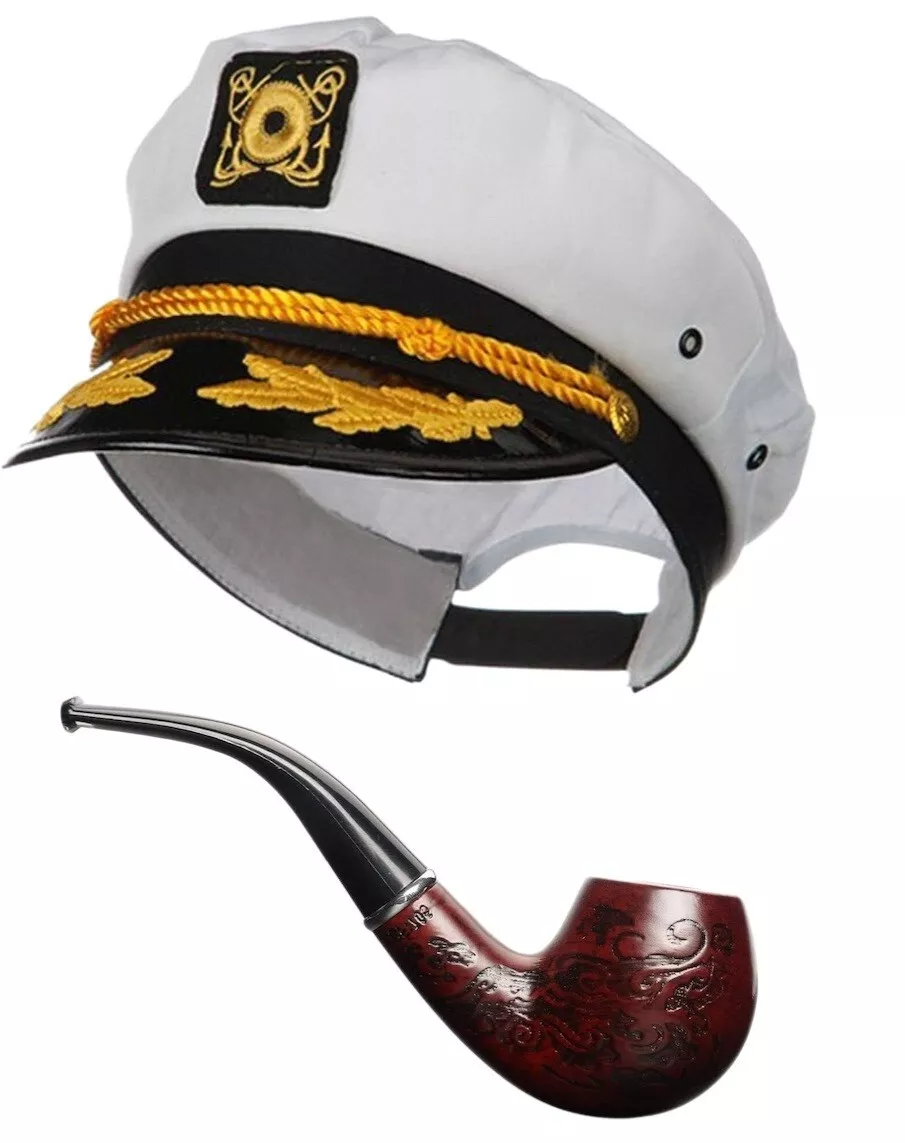 Yacht Captain Hat Costume Accessories Set, Sailor Hat Boat Captain Hat with  Pipe