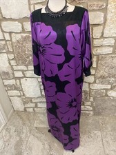Vtg Oscar de la Renta for Swirl Multicolor Kaftan Black Purple Dress MuMu Sz S