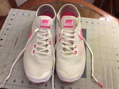 Nike Womens Flex Supreme Tr 4 Running Shoes White Pink 819026-100 Lace Up 9.5M