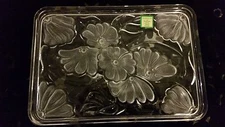 MARQUIS BY WATERFORD CRYSTAL FROSTED FLOWERS VANITY TRAY PLATE PLATTER 