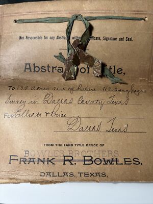 1883 - 87 DALLAS TEXAS Abstract Title Land Robert Kleburg 20 Pages Document Vtg