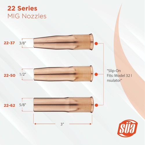 Repuesto de boquilla MIG para pistolas LIN 200 a 400, Tweco #2 a #4 - Mod: 22 sin cordones - Imagen 8 de 11