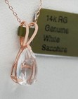 GENUINE 1.95 Cts WHITE SAPPHIRE PENDANT 14K ROSE GOLD - Free Appraisal  - NWT — photo 3