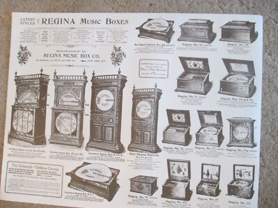 Regina Music Box Broadside Repro 17'' x 22'' 17 Styles