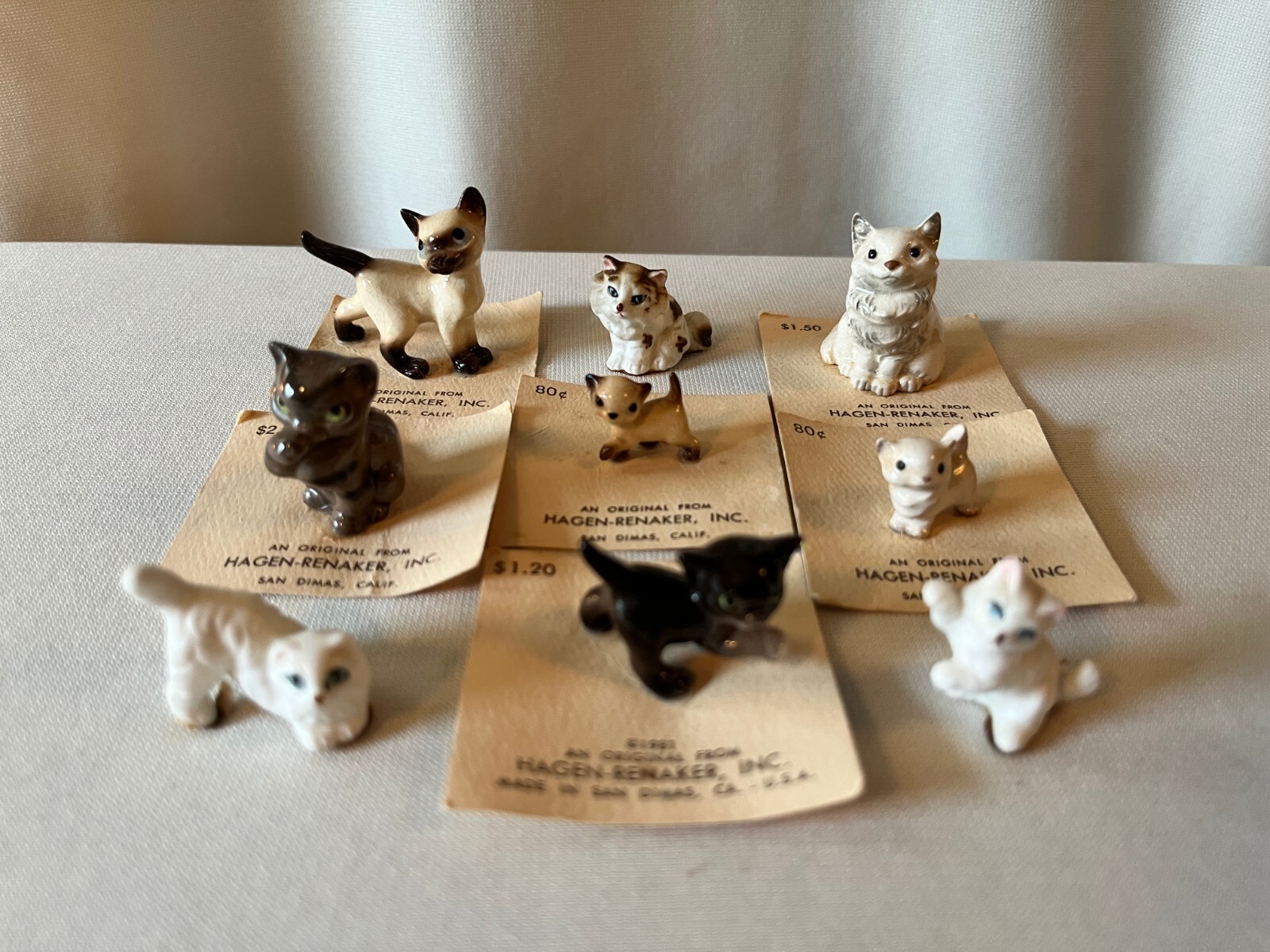 (9) Vintage "Bone China" Miniature Domestic Cats some HagenRenaker eBay