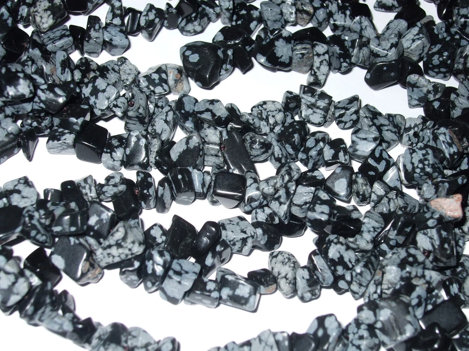 Pietre Dure Forate - chips - 100pz. - OSSIDIANA FIOCCO DI NEVE