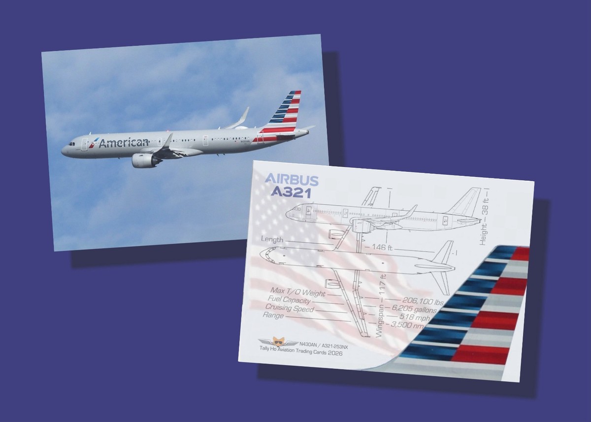 American Airlines Airbus A321 Trading Cards - Set of 50 - 2.5