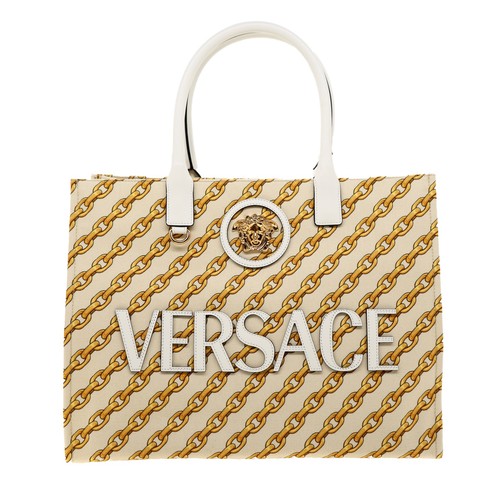 Versace Medusa Large Tote Chain Link Design Canvas New