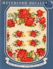 Vintage Meyercord Decal 940-A red yellow blue flowers