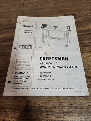 #ad #ad Vintage SEARS CRAFTSMAN Wood Lathe OWNERS MANUAL 12 INCH 113.228162 $15.17