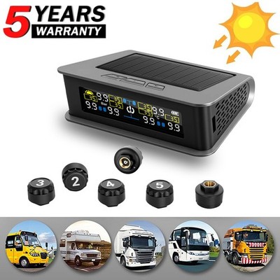 Wireless Solar TPMS Car Tire Pressure Monitoring System Bar w/6 External Sensors