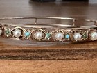 14KYG Turquoise Jade & Pearl Bangle Bracelet 19.86 Grams — photo 7
