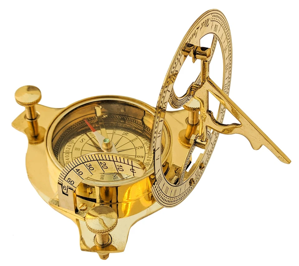 4" Sundial Compass - Solid Brass Sun Dial - Image 2 of 4