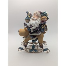 Santa Riding Reindeer Rocker Figurine Glitter...