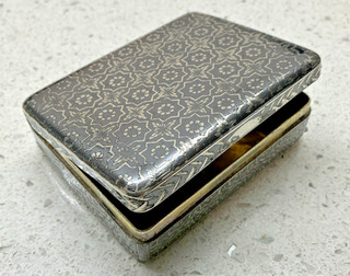 RUSSIAN IMPERIAL SILVER NIELLO SNUFF BOX MOSCOW 1828 MAKER AP ENAMEL ANTIQUE