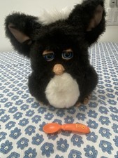 2005 Furby Tiger Hasbro Black White Fur Blue Eyes 59294 Vintage Tested Works