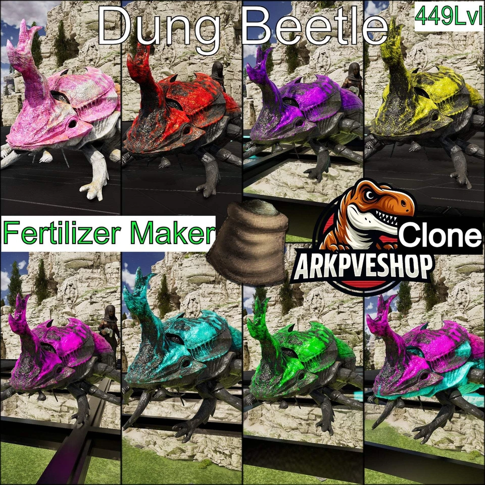 ASA PVE 🦖ARK Survival Ascended Dung Beetle 449Lvl Clone Fertilizer Maker